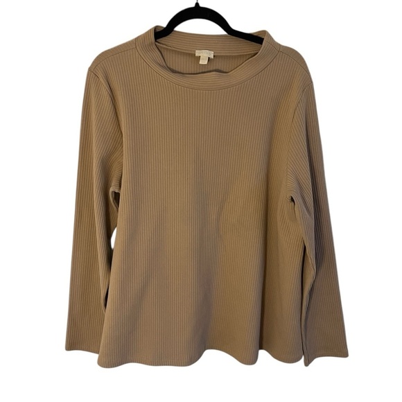 Hanro Tops - Hanro Light Brown Cotton Long Sleeve Top, size large